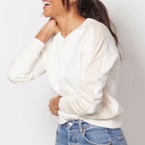 Evereve Faux Leather Crew Neck Pullover